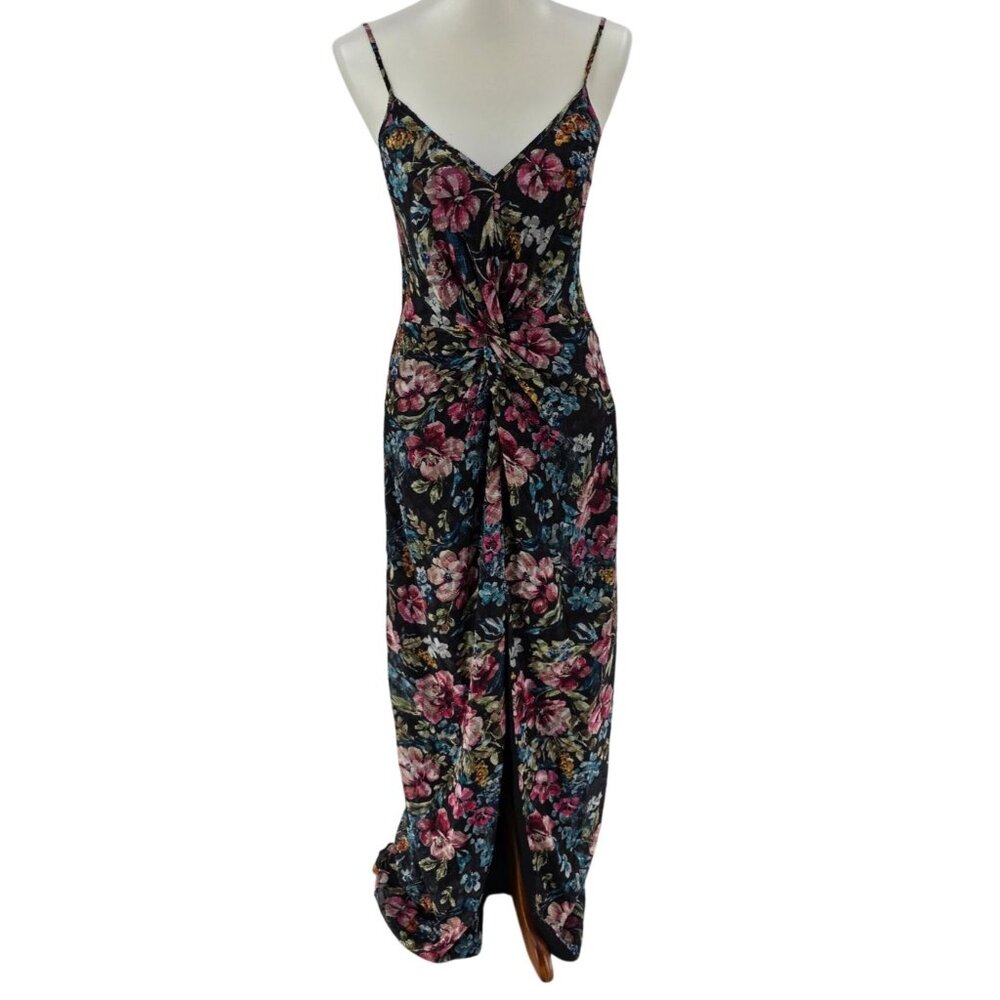 Amanda Uprichard Floral Maxi Dress With Twist Front & Spaghetti Straps  M
